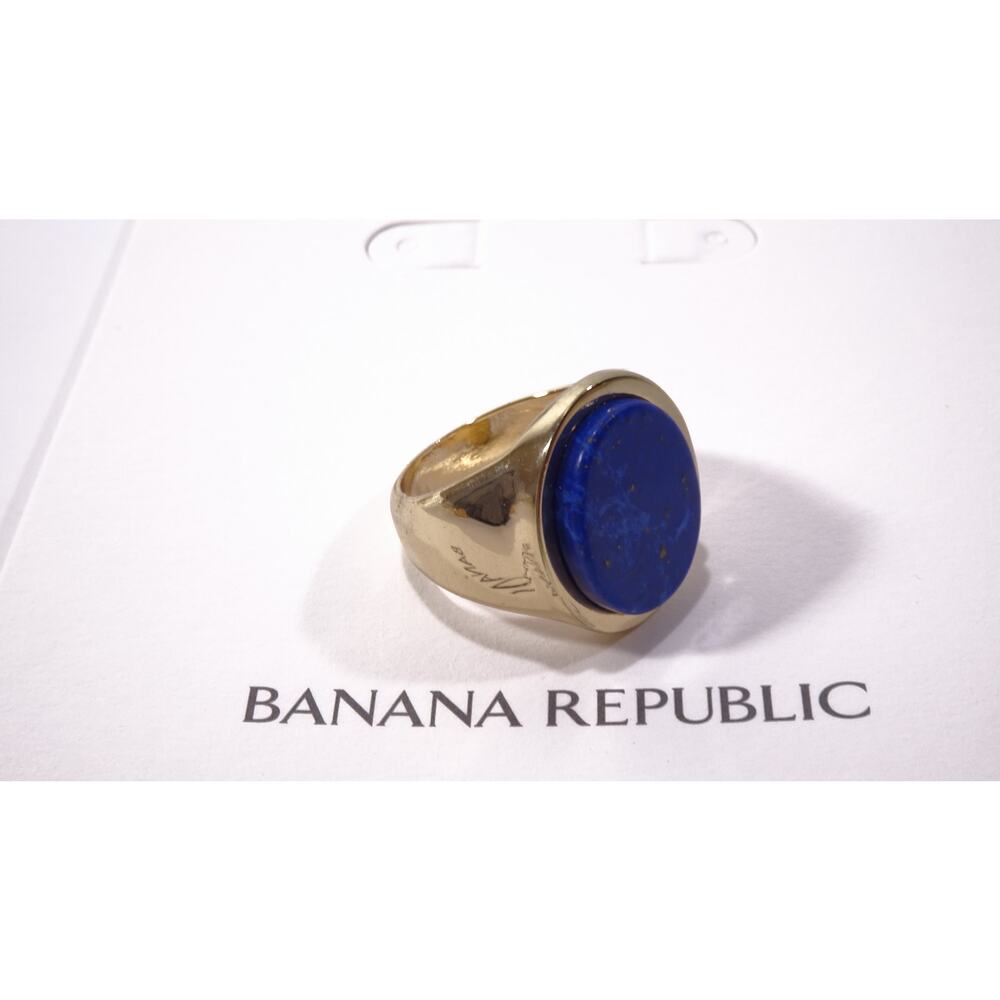 Banana Republic Women's Blue Lapis Oval Shiny Signet Ring Sz 6 NWT 45 - Picture 3 of 5